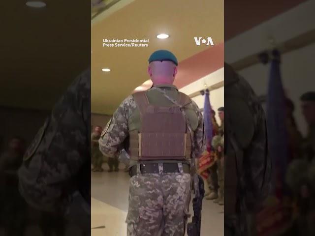 Ukraine’s Zelenskyy Visits Frontline to Congratulate Marines #shorts | VOA News