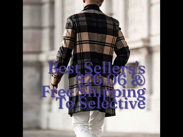 Men's Plaid Printed Mid-length Woolen Coat Fall Winter Fashion Casual High Street High Quality S...