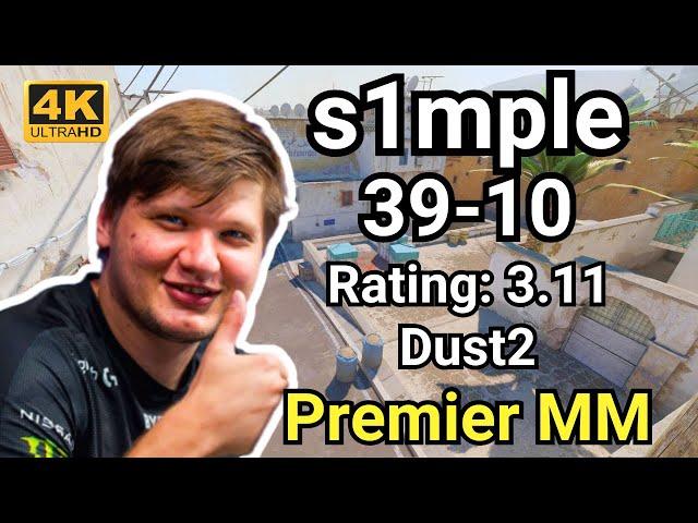 s1mple (39-10) Rating:3.11 (Dust2) | Premier Ranked | Aug 28, 2024 #cs2 #pov