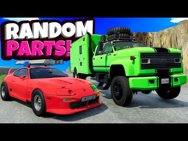 Racing 40 RANDOM PARTS CARS Down a DANGEROUS MOUNTAIN in BeamNG Drive Mods!