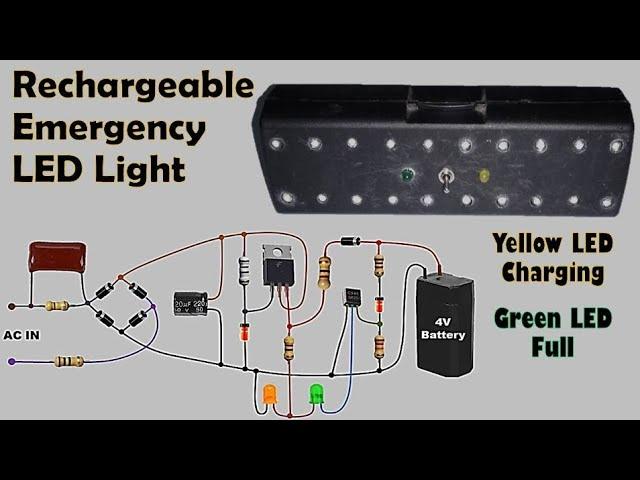 LED Emergency Light Circuit DIY | Rechargeable Torch Light | 4V Battery