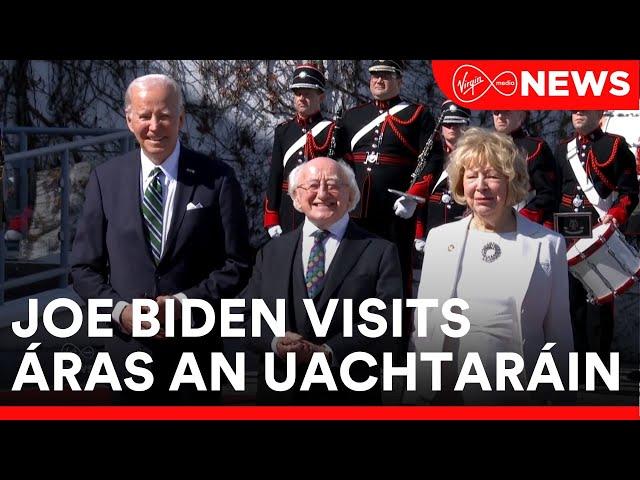 Joe Biden was warmly welcomed at Áras an Uachtaráin by President Michael D Higgins & his wife Sabina