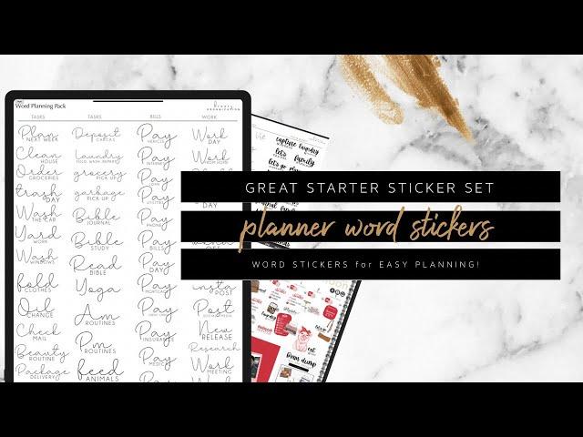 Digital Planning word stickers and self care widgets | Digital starter sticker pack