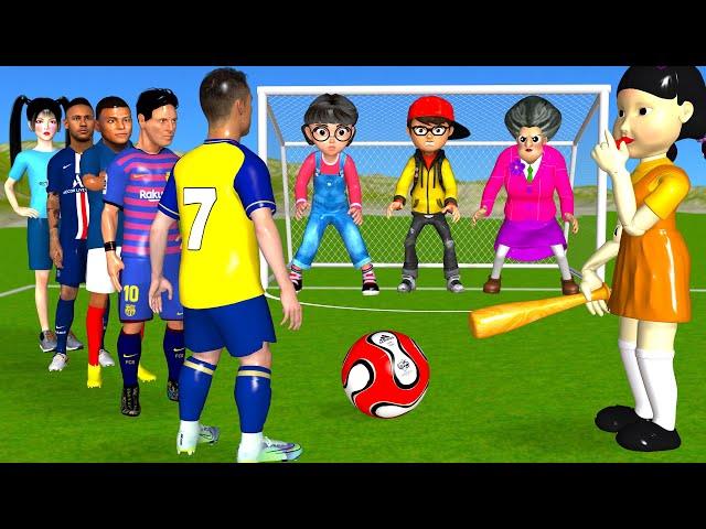 Scary Teacher 3D vs Squid Game Pop the Balloon Find Penalty vs Wooden Door 5 Times Challenge