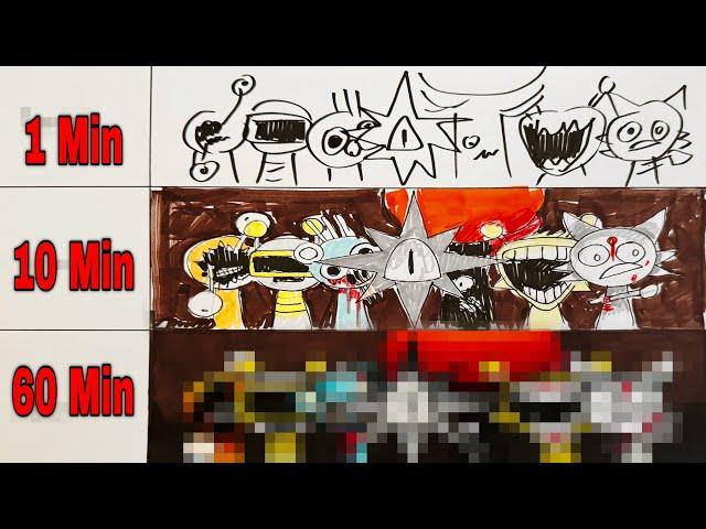 Drawing INCREDIBOX SPRUNKI [ Phase 4 ] in 1 Min, 10 Min and 1 Hour