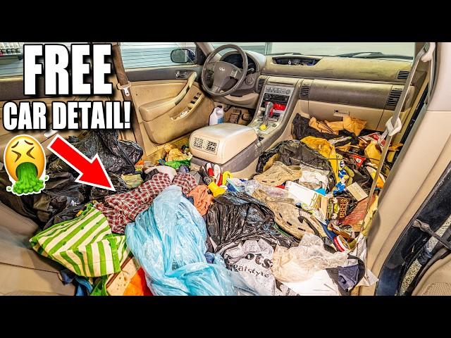 Cleaning a HOARDER'S Lived-In Car For Free!