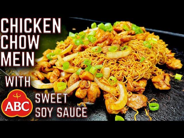 THIS HAS TO BE YOUR NEXT COOK!CHICKEN STIR FRY NOODLES ON THE GRIDDLE WITH ABC SWEET SOY SAUCE