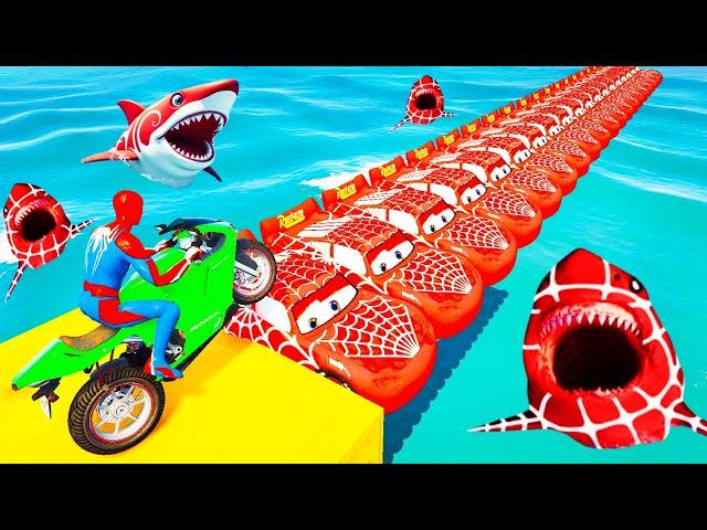 الأبطال الخارقين على القضبان دوامة قمع جسر - SPIDER-MAN!on Motorcycle in Spiral Bridge Stunt Ride