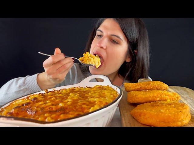 BAKED MAC & CHEESE AND CORDON BLEU CHICKEN CUTLETS | MUKBANG | ASMR | EATING SOUNDS