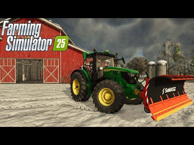 FARMING SIMULATOR 25. ПЕРВАЯ УБОРКА СНЕГА НА ФЕРМЕ.