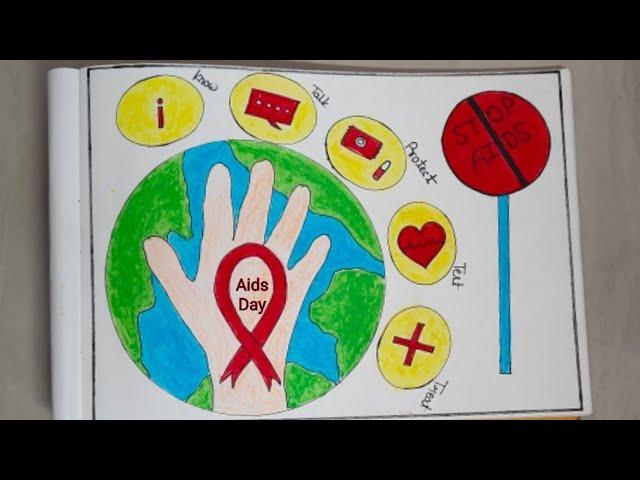 Aids awareness poster drawing / World aids day drawing / HIV awareness poster / Aids day drawing