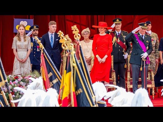 Belgian Royals attend military parade at National day 2023