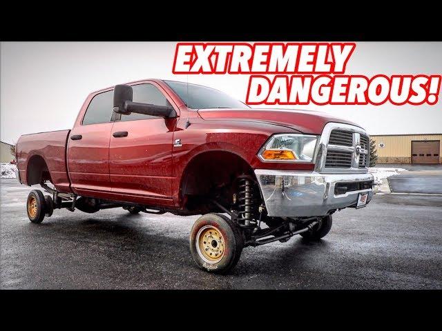 I PUT TINY CAR WHEELS ON MY LIFTED TRUCK!