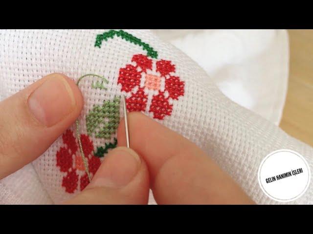 YENİ BAŞLAYANLAR İÇİN BAŞTAN SONA ÇİÇEKLİ / KALPLİ ETAMİN HAVLU YAPIMI | CROSS STITCH | KISIM-1