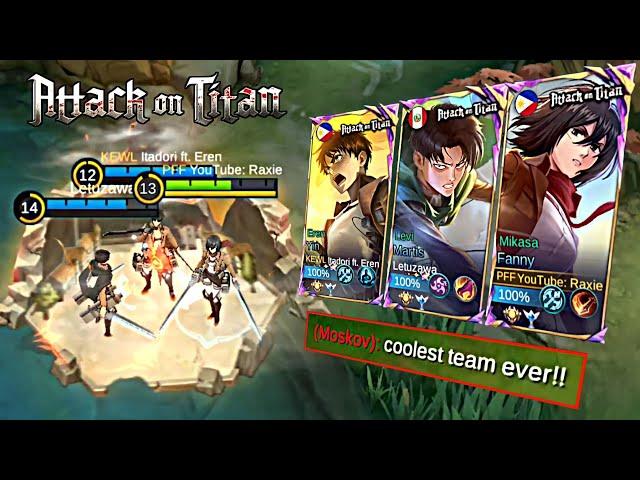 ALL NEW ATTACK ON TITAN SKINS IN ONE TEAM!! (RAXIE + LETUZAWA + ITADORI) = coolest team ever!!