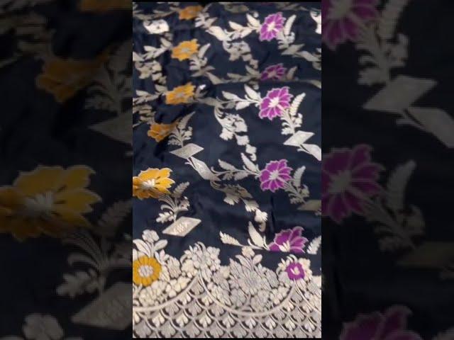Pure Banarasi Katan Silk Handloom Made With Meena Work. Black Color Golden Zari Work 90445 41225