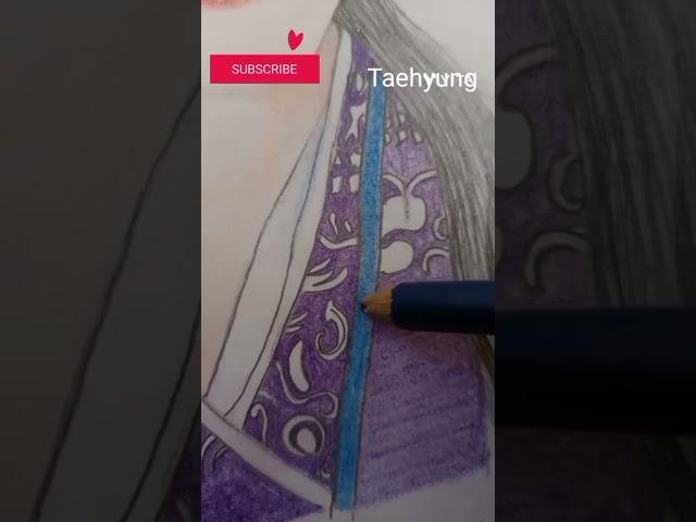 BTS V Hwarang  colourfulllll drawing#bts Kim taehyung drawing#short video# Jimin Life Crazy song