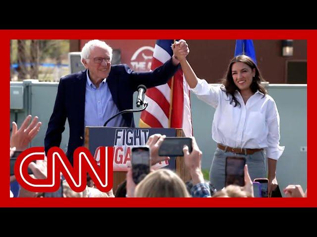 AOC and Bernie Sanders take aim at Republicans and Democrats during rally tour