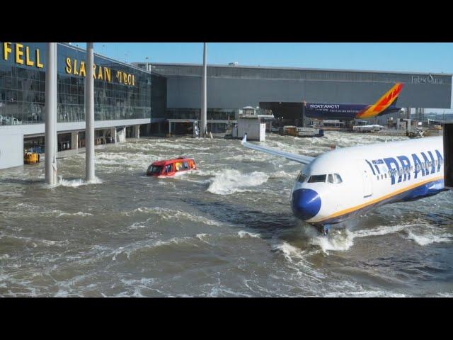 SHOCKING Footage: El Prat Airport Underwater! What Happened in Barcelona?