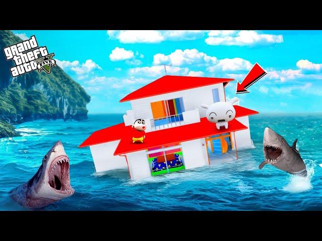 Shinchan House Crashed & Submerged In a Massive Tsunami in GTA 5