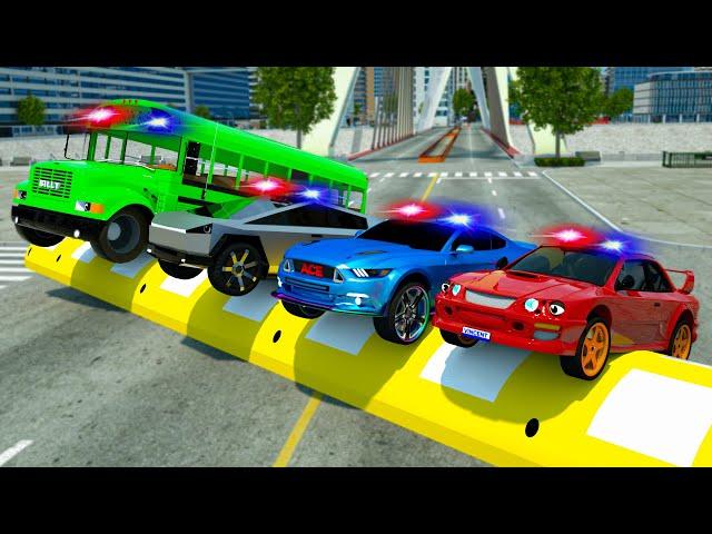 Police Cars vs Massive Speed Bump | Wheel City Heroes (WCH) Police Truck Cartoon