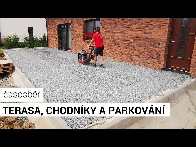 Terasa, chodníky a parkovací plocha před domem - časosběrné video