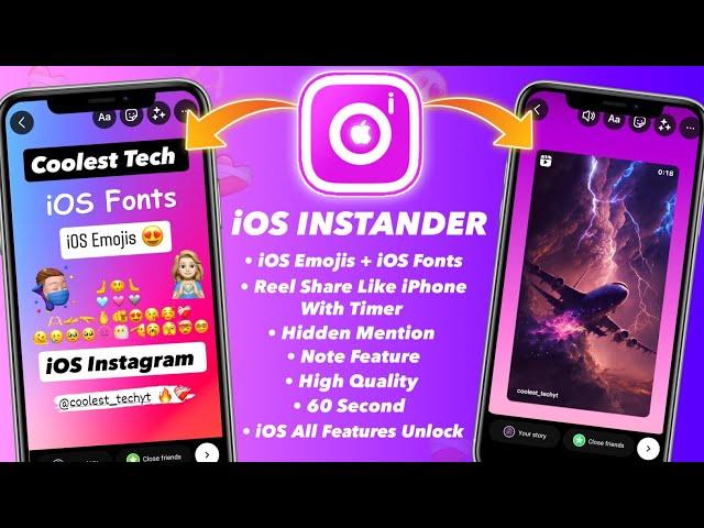 New INSTANDER Tutorial  iOS Emojis | iOS Fonts | Reel Share Like iPhone| Full iOS Instagram 2023