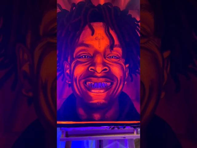 21 Savage - Fluorescent Painting #art #artshorts #howtopaint #artvideo #glowinthedark #fluorescent