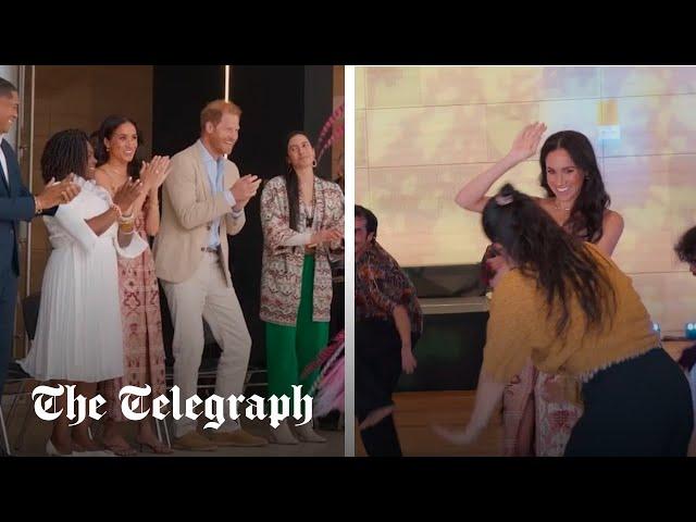 Harry and Meghan dance on first day of Sussex's Colombia tour