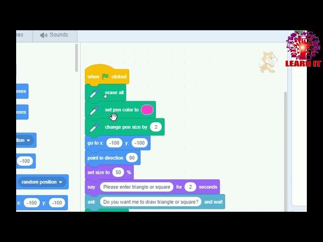 square or triangle amazing scratch project//scratch programming //learn IT9m