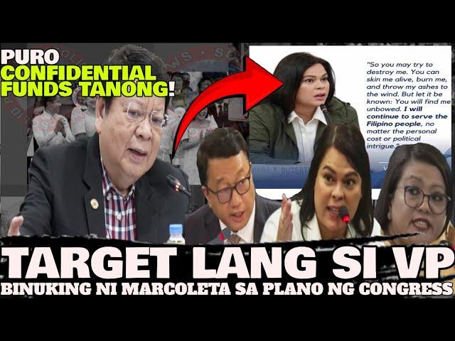 NABUKING PLANO SA CONGRESS NI MARCOLETA!  VP TARGET LANG ANG CONFIDENTIAL FUNDS SA HEARING!