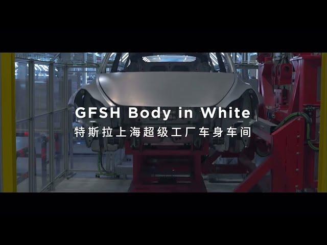 Inside Tesla’s Gigafactory Shanghai Body in White.