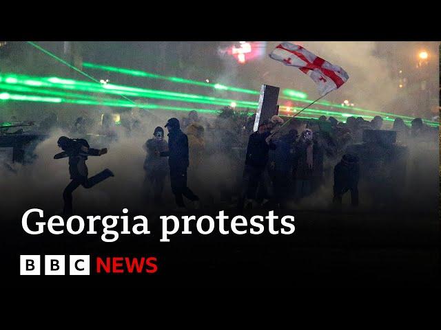 Fifth night of protests in Georgia after EU bid suspended | BBC News