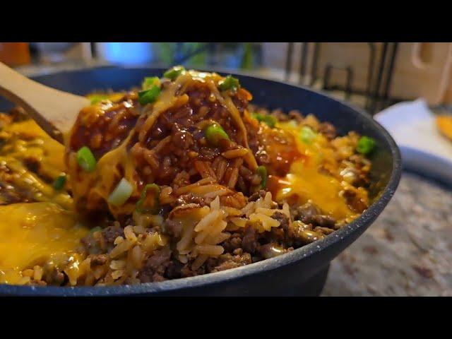 One-pan ENCHILADA RICE Casserole EASY! | BEEF & RICE Enchiladas Skillet Recipe