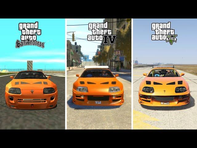 Toyota Supra MK4 (Brian O'Conner) GTA SA vs GTA 4 vs GTA 5