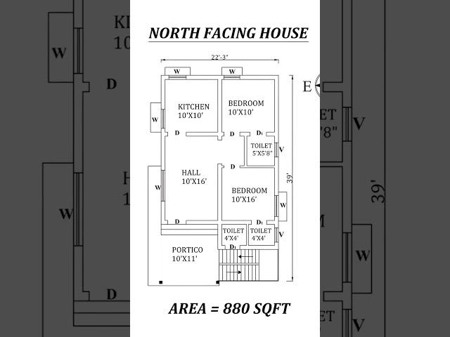 20 x 40 north facing house plan 2bhk #housedesign #homeplan #houseplans #2bhk #home #homedesign