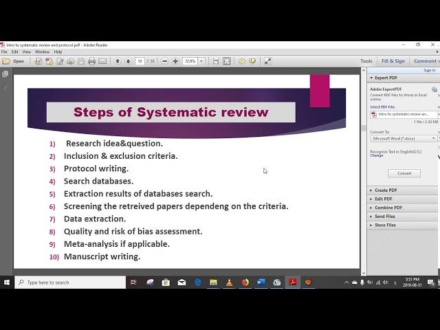 Steps of any Systematic review & General scheme of step 2