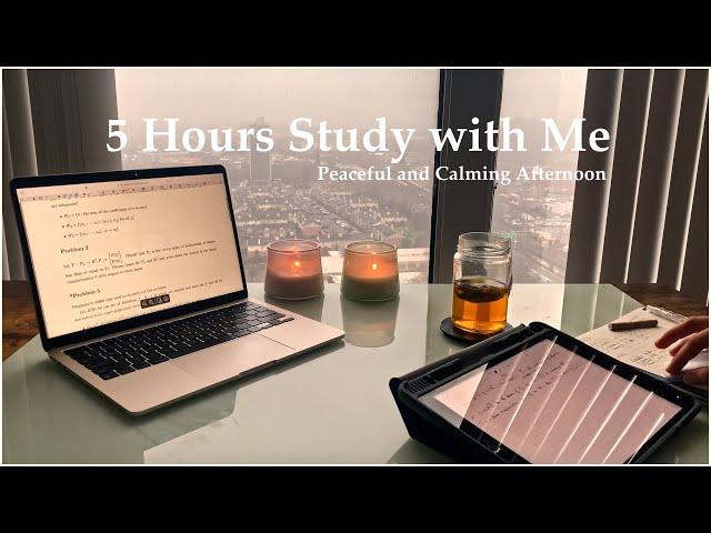 5-HOUR STUDY WITH ME| Rain + Sunset View| White Noise for Studying|POMODORO 60/10| Mindful Studying|