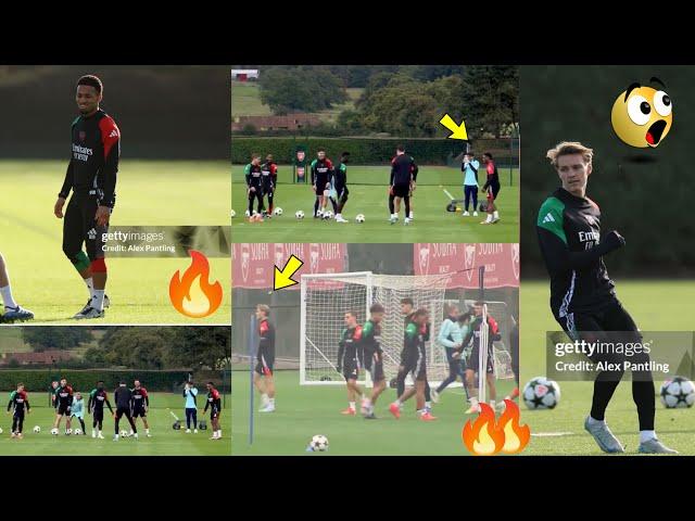 Inside Arsenal Training Ahead Of UCL Clash Vs Sporting Lisbon!NwaneriOdegaard,Saka,Rice,Saliba.