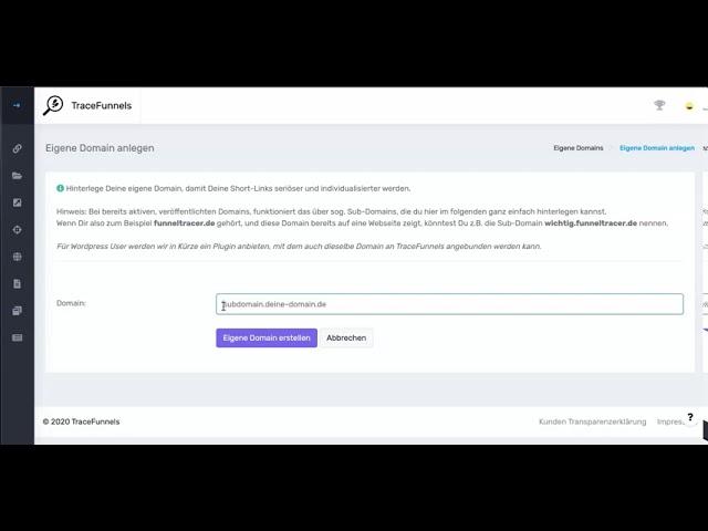 Eigene Domain für Short Links in TraceFunnels