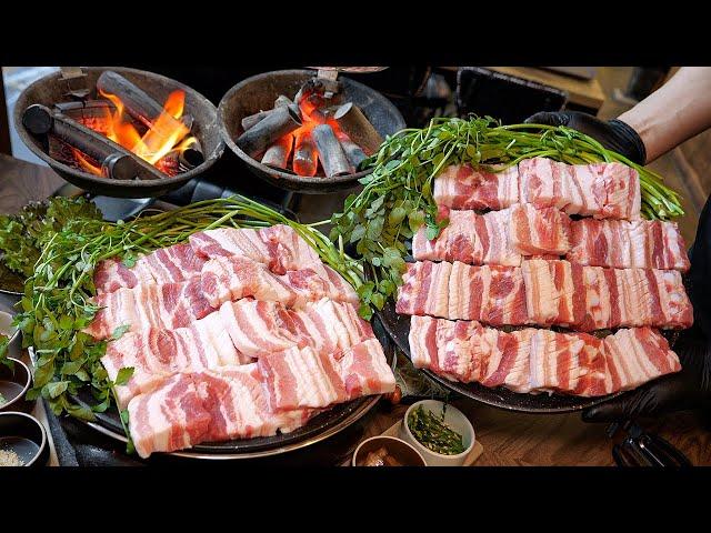 Ultimate Korean Pork BBQ! Samgyeopsal with a Lot of Handmade Side Dishes - Korean food