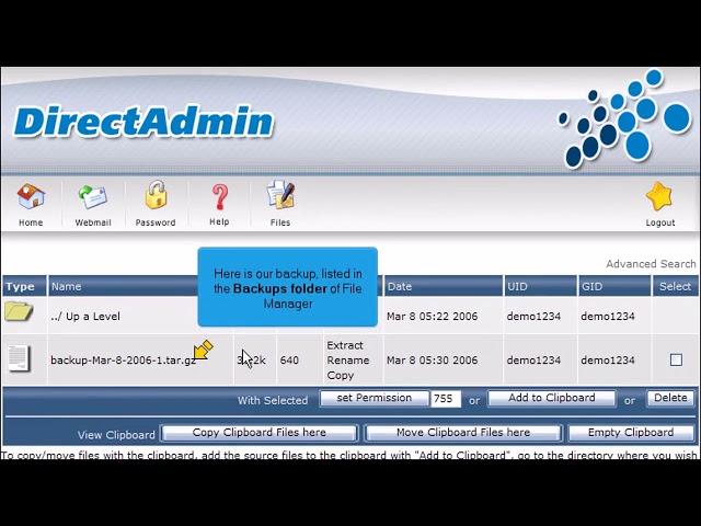 How to backup your website in DirectAdmin