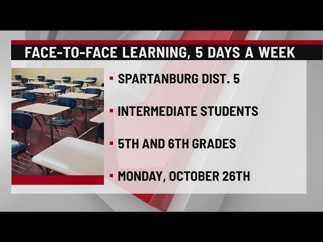 Some Spartanburg District 5 students to return to 5 day in-person schedule