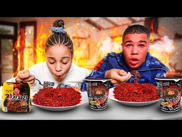 Cali VS Big Brother Spicy Noodle Challenge!!