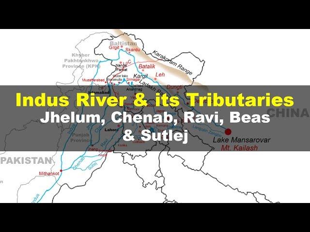 Indus river and its tributaries - Geography UPSC, IAS, NDA, CDS, SSC CGL