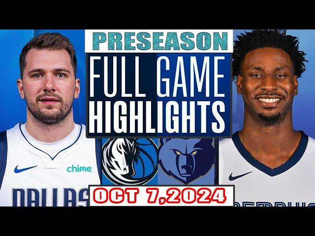 Dallas Mavericks Vs Memphis Grizzlies Full Game Highlights Oct 4,2024 NBA Preseason