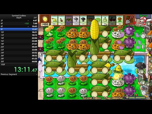 Plants vs. Zombies Speedrun Survival Endless (100 Flags) 2h20m50s