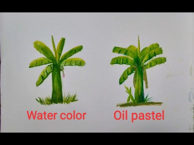 how to paint banana tree with oil pastel l watercolor for children