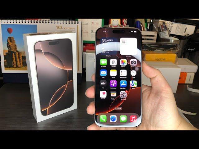 Apple iPhone 16 Pro Max Unboxing + First Boot Up (Desert Titanium)