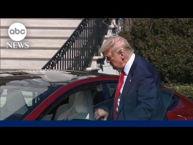 Trump checks out Teslas at White House as Musk's auto company stock sinks